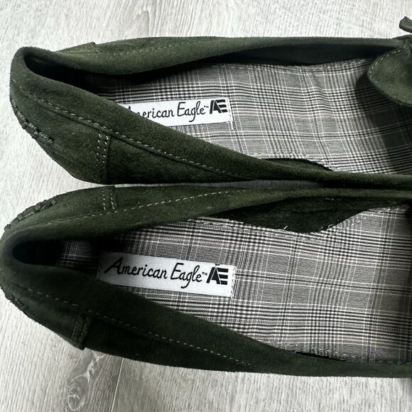 American Eagle Womens Y2K Wedge Loafers Shoes Sz 11 Green Buckle Preppy Academia - Picture 5 of 9
